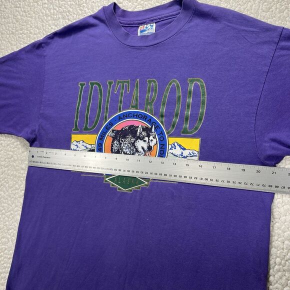 VTG 90s Single Stitch Iditarod Alaska T-Shirt Large Purple USA 90s Adventurecore - Picture 9 of 10